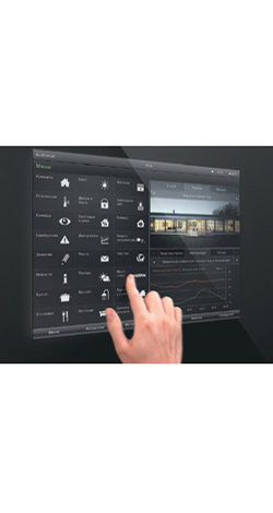 Управление всеми инженерными системами умного дома с сенсорной панели.